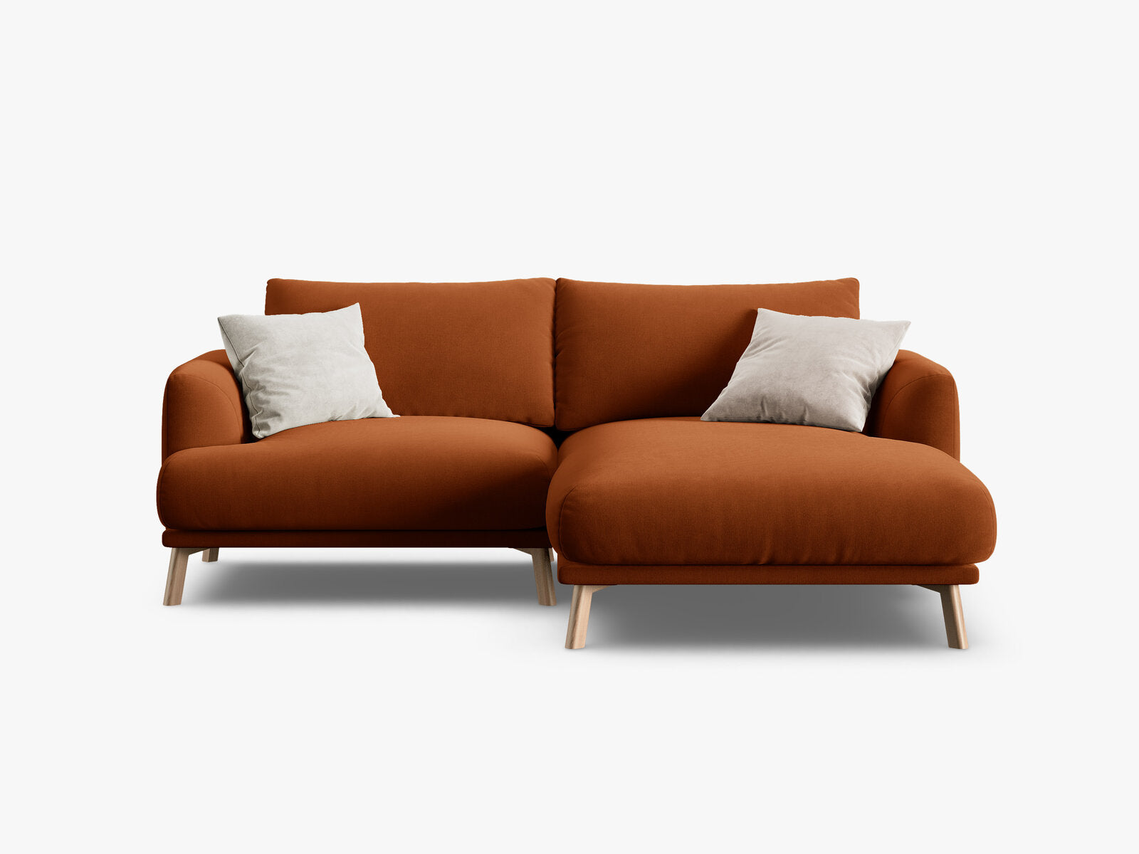 Micadoni Ecksofa Naomi 3-Sitzer kleine Version Rechts Samt Salvador Terrakotta