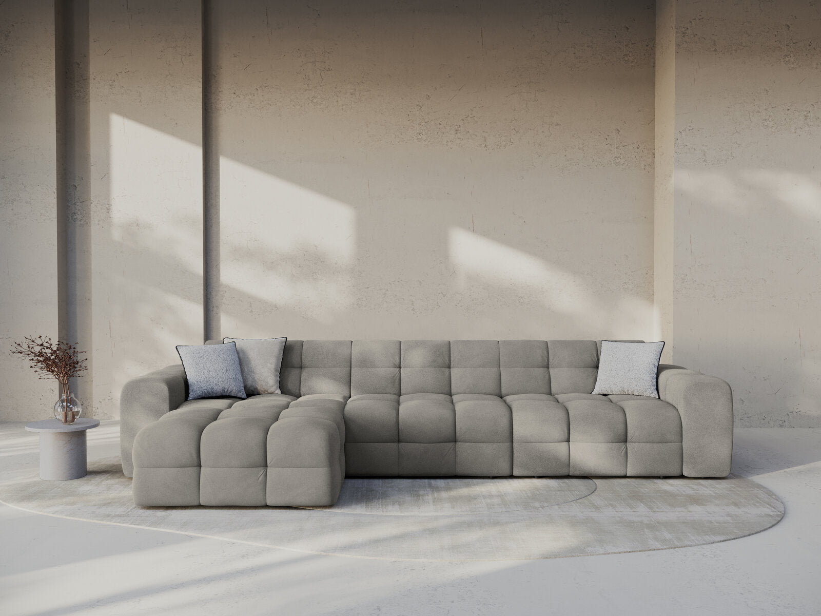 Micadoni Ecksofa Kendal 5-Sitzer Links Samt Magic Velvet Dunkelgrau