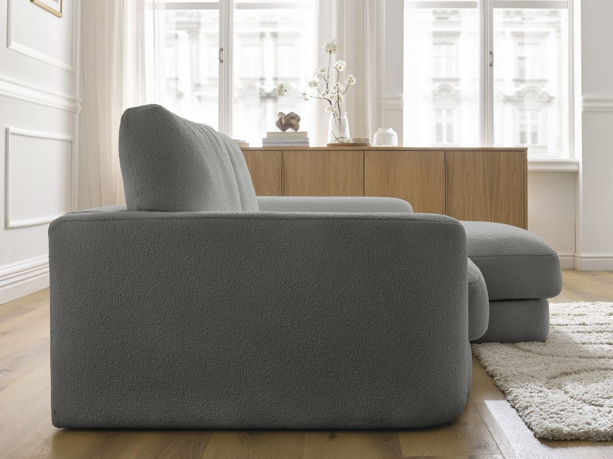 Bobochic Leonore Ecksofa Bouclé-Stoff Dunkelgrau Ecke rechts