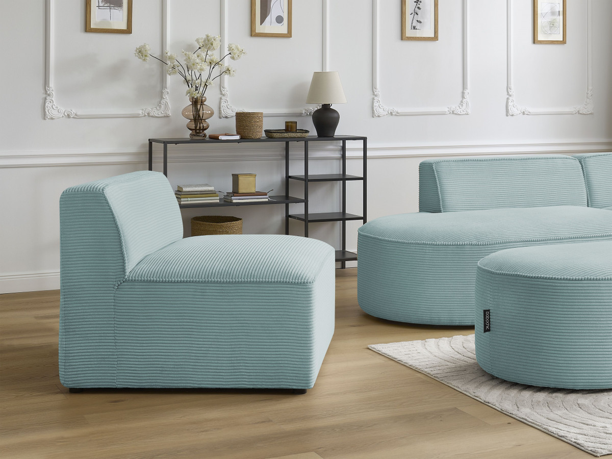 Bobochic Rousseau Sofamodul 1-Sitzer Cordsamt Hellblau