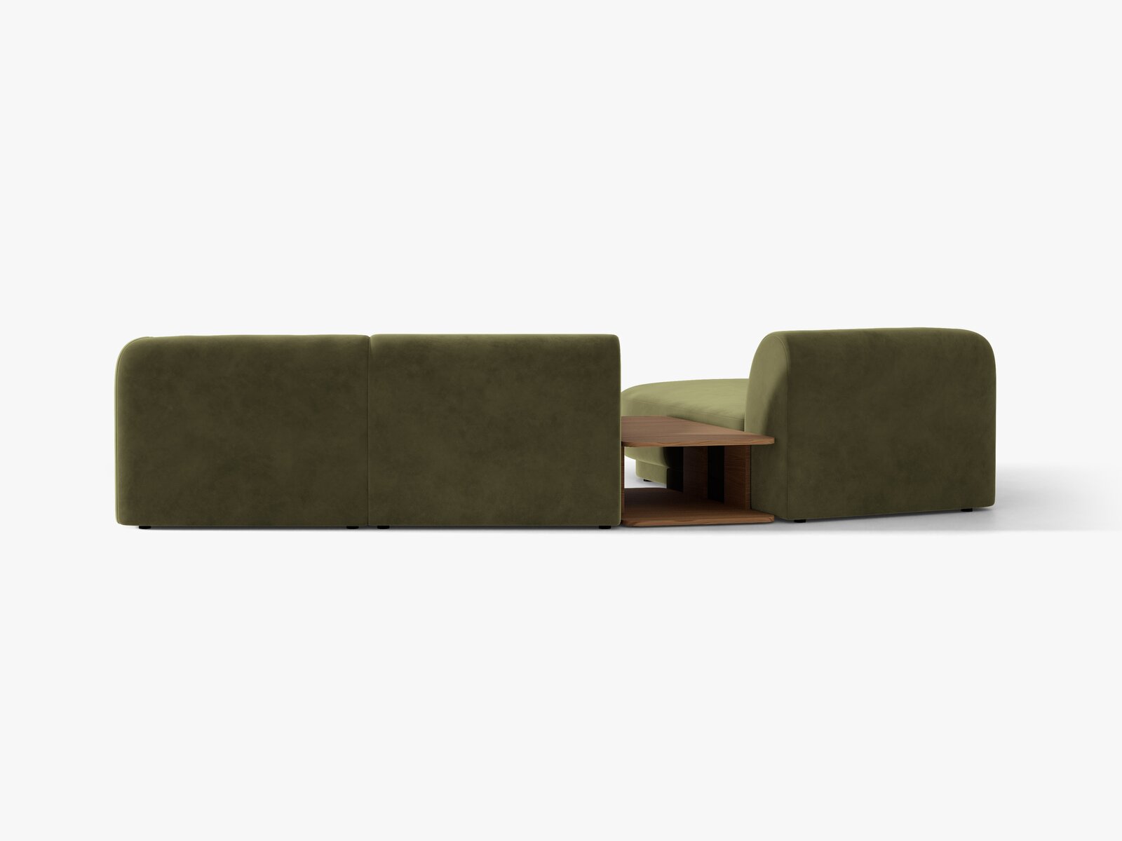 Micadoni Modulares Sofa Miley mit Recamiere 3-Sitzer Links Samt Bluvel Grün
