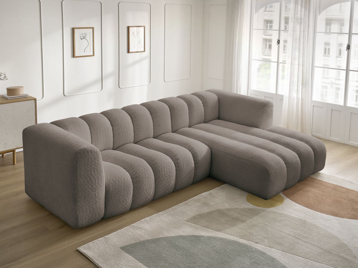 Bobochic Talia Ecksofa Bouclé-Stoff Braun Ecke rechts