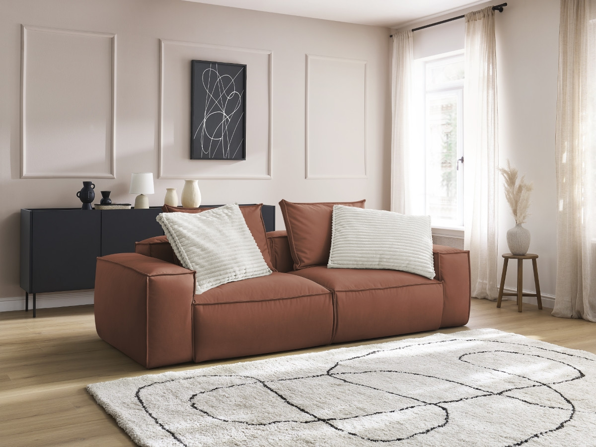 Bobochic Boheme Sofa 3-Sitzer Kunstleder Dunkelbraun