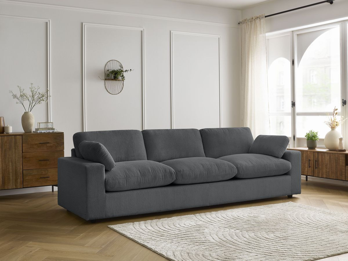 Bobochic Belair Sofa 4-Sitzer Cordsamt Dunkelgrau