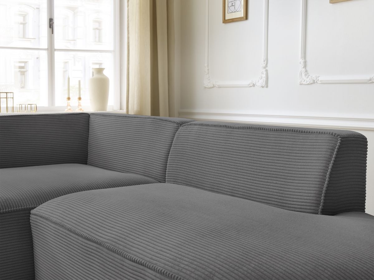 Bobochic Rousseau Ecksofa Cordsamt Dunkelgrau Ecke links