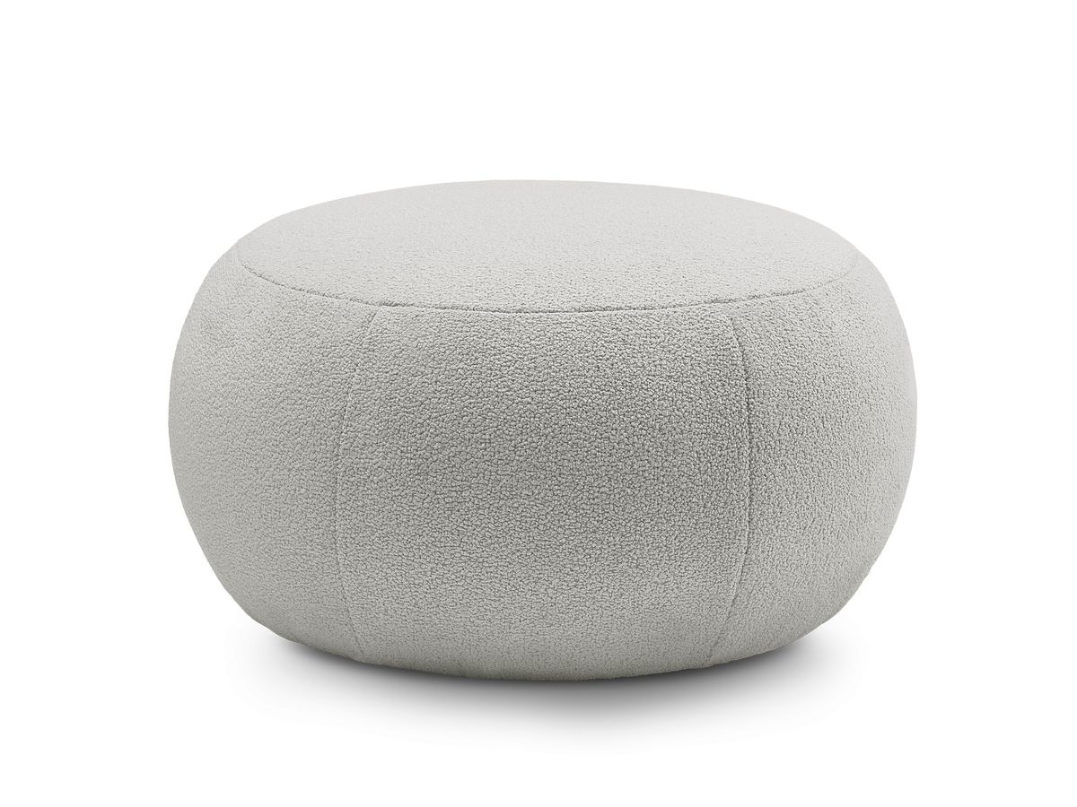 Bobochic Hayden Pouf, rund Bouclé-Stoff Hellgrau, 76 cm