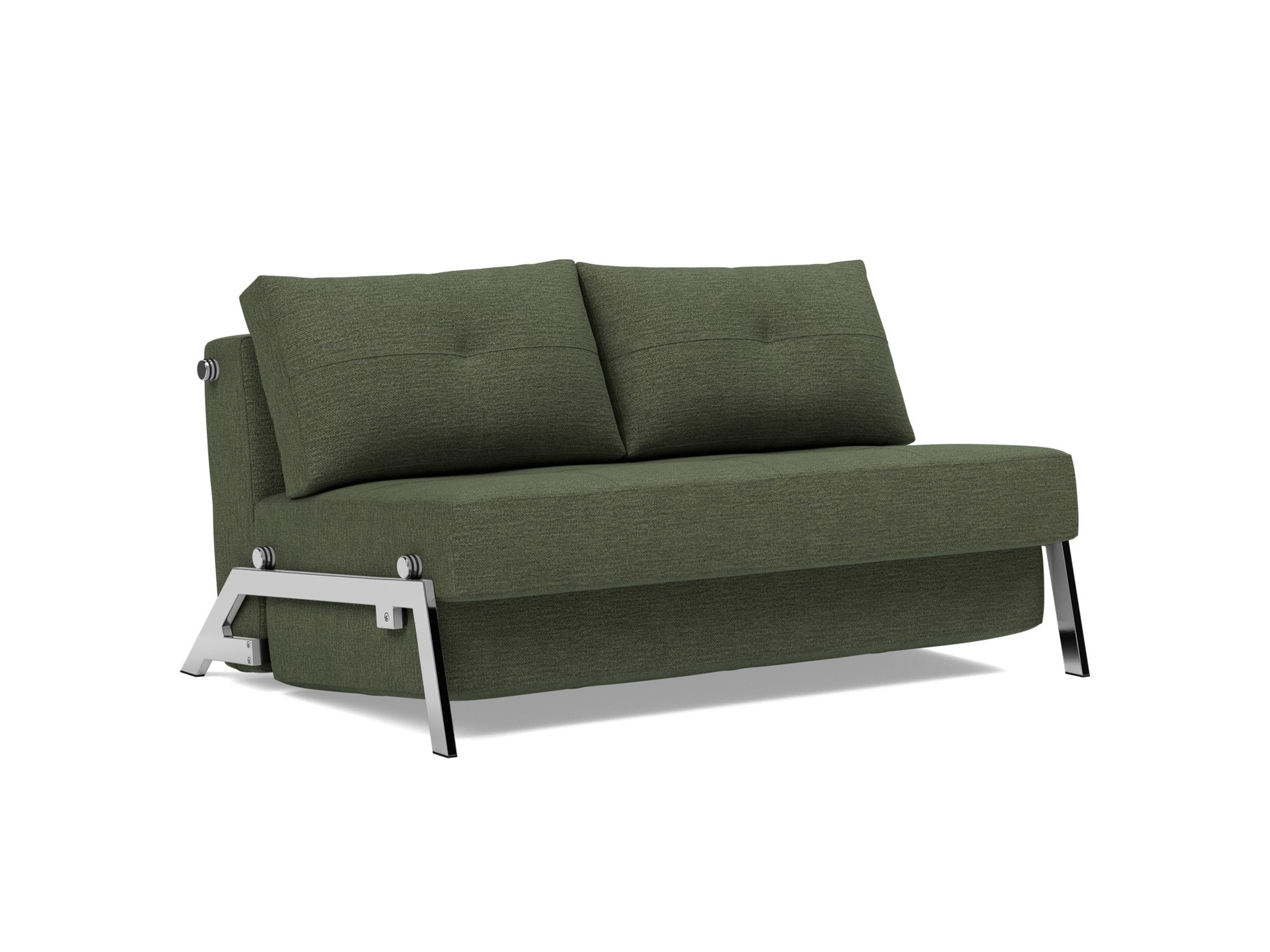 Schlafsofa Cubed 140 Strukturierter Stoff Taura 353-Forest Beine Chrom