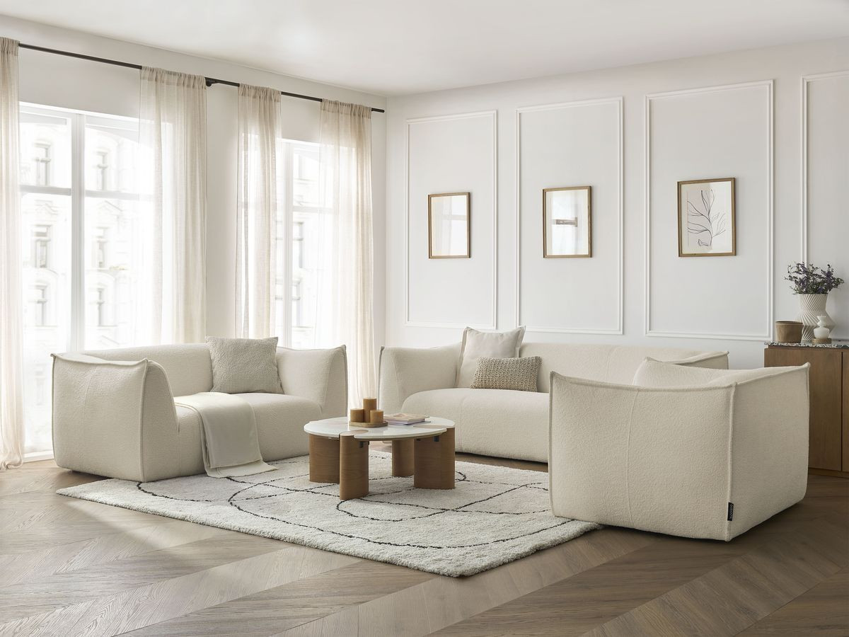 Bobochic Giorgia Sofa 5-Sitzer 534 × 100 cm Bouclé-Stoff Beige
