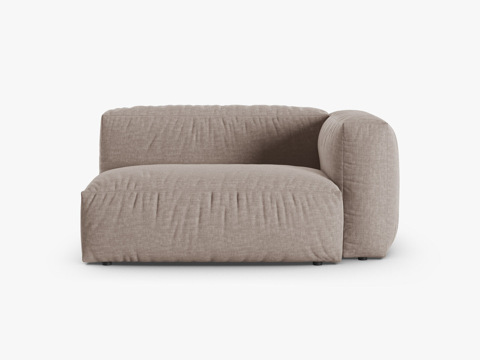 Micadoni Eckmodul mit Armlehne Martina 1-Sitzer Groß 90cm Sitztiefe Rechts Strukturierter Stoff Boston Dunkelbeige