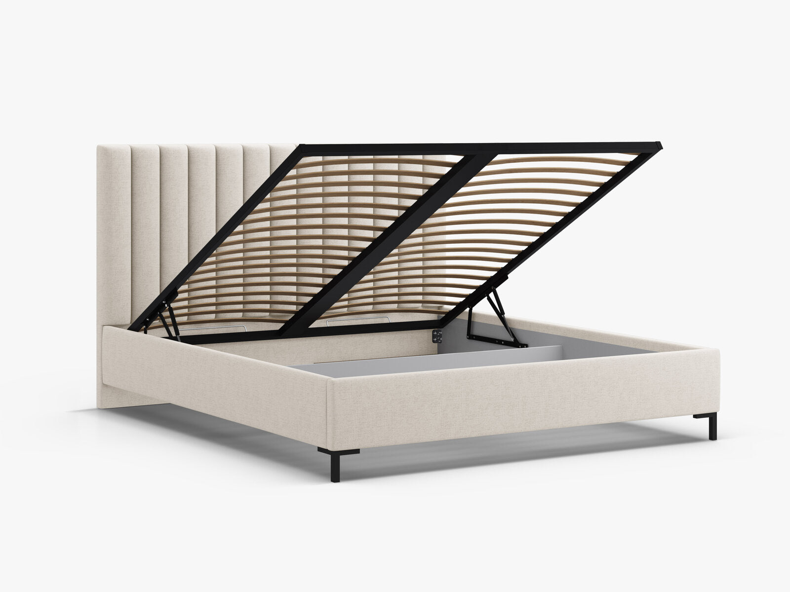 Micadoni Polsterbett Allison Strukturierter Stoff Moly Helles Beige