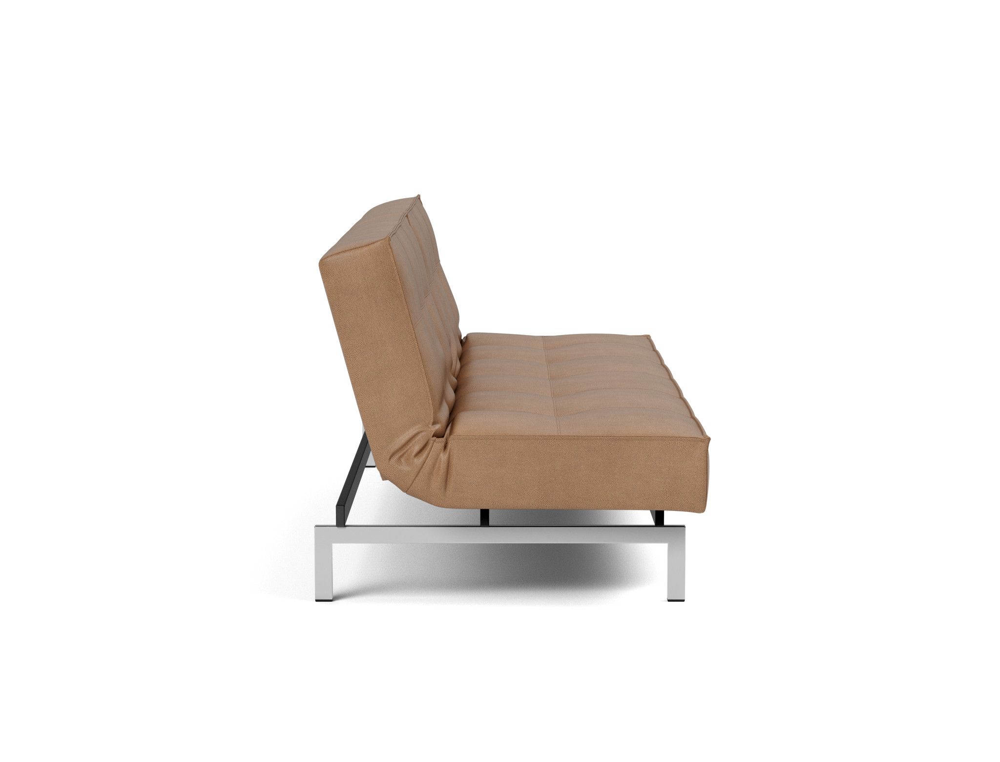 Schlafsofa Splitback Lederoptik Faunal 551-Brown Beine Chrom