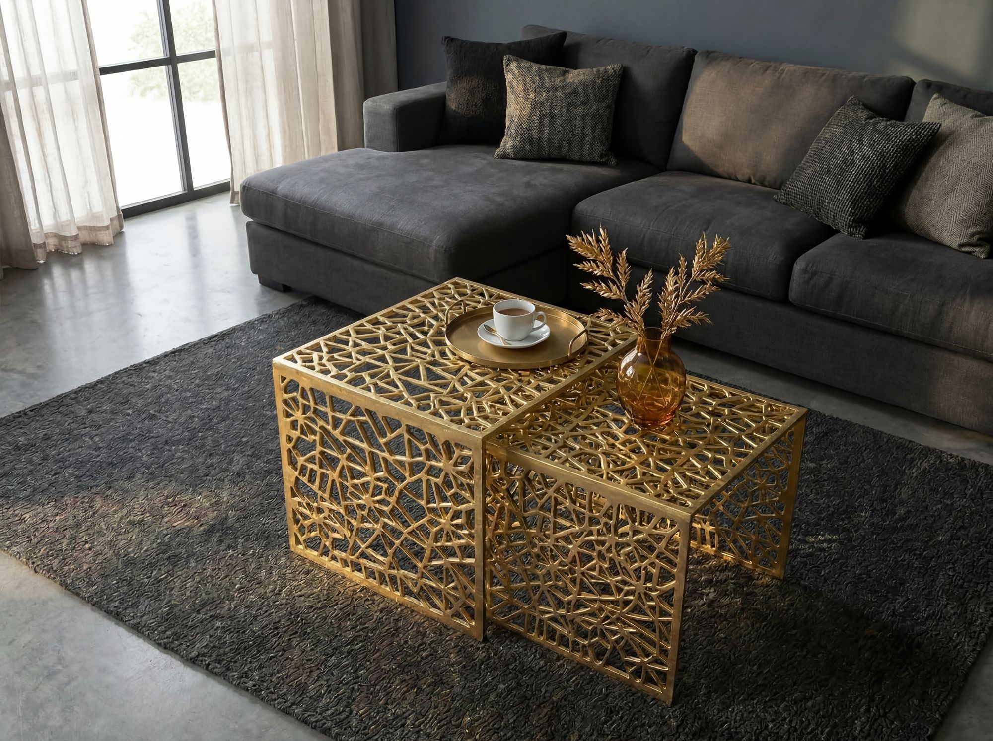 Satztisch 2er-Set Vormedal Aluminium Gold