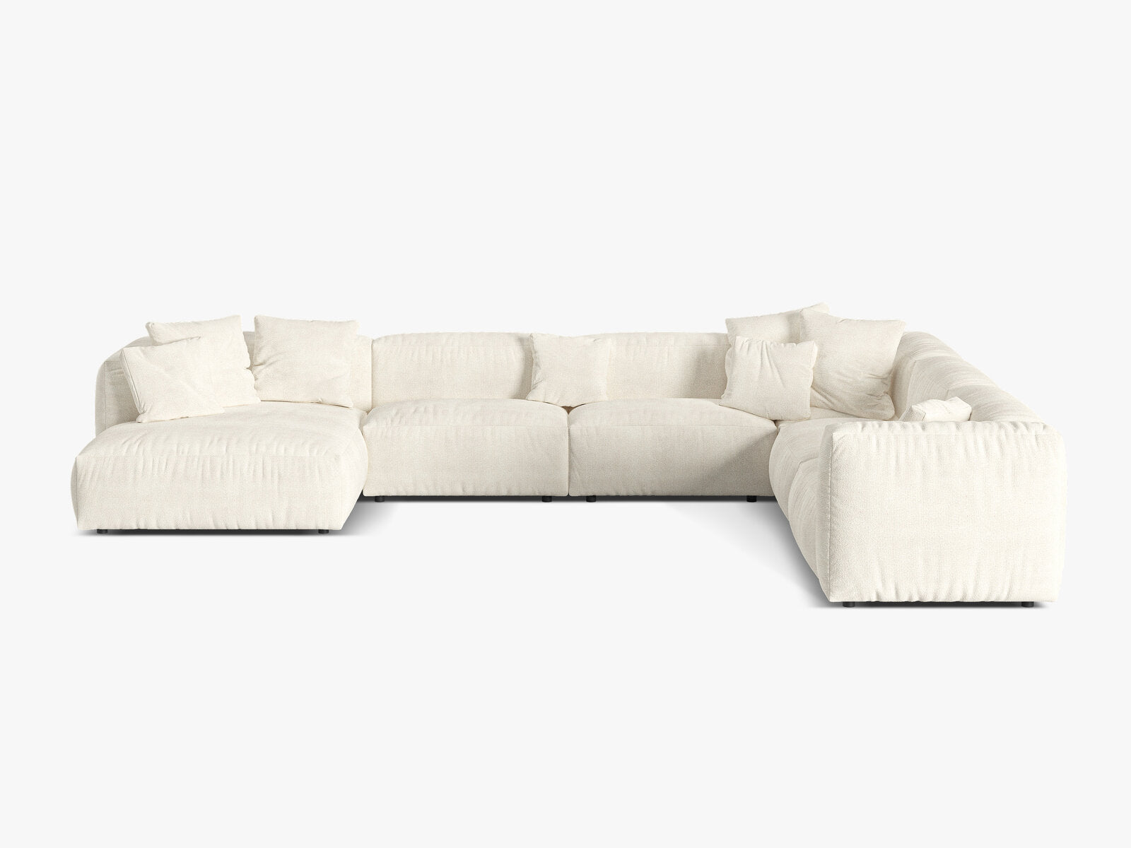 Micadoni modulares Ecksofa XL Martina 6-Sitzer Rechts Boucle Monet Elfenbein