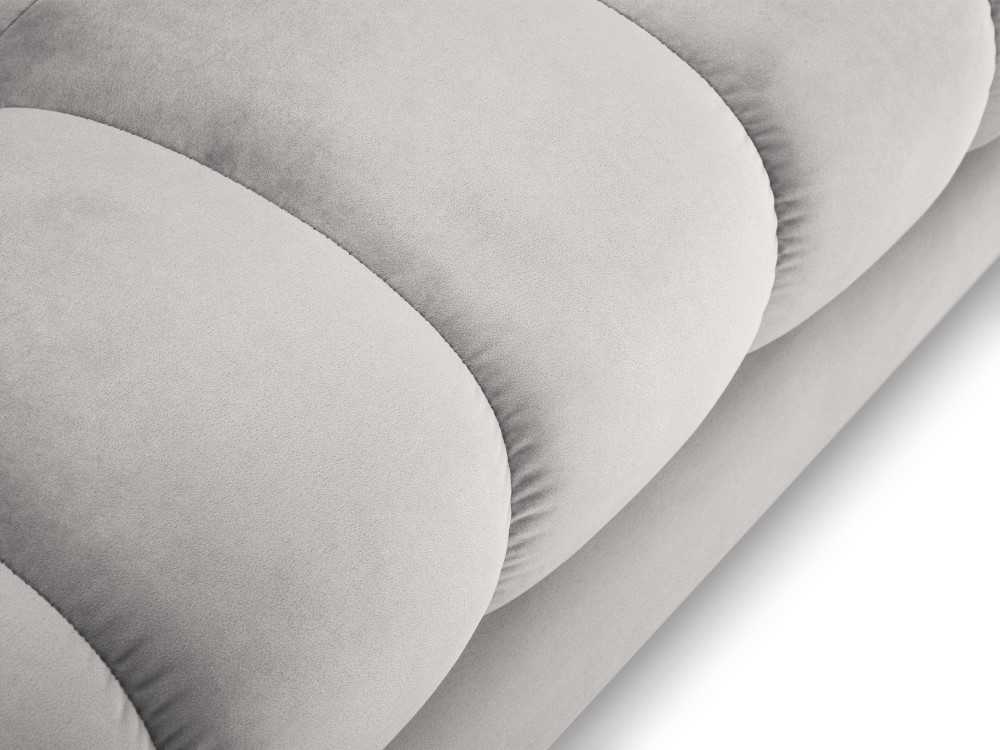Cosmopolitan Design Ecksofa Bali 5-Sitzer Samt Bluvel Silber Links Beine Schwarzes Metall