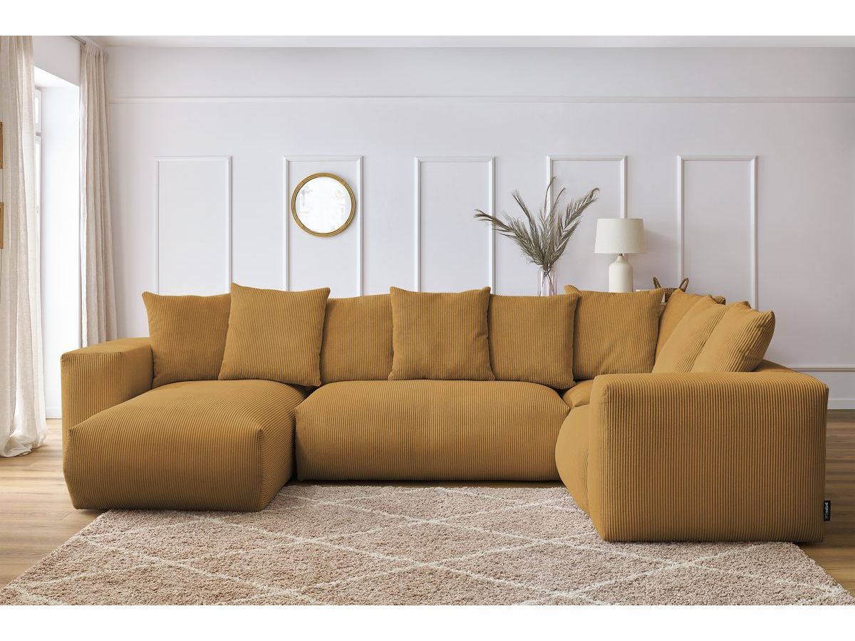 Bobochic Voltaire Wohnlandschaft 356 × 214 cm Cordsamt Gelb Ecke links