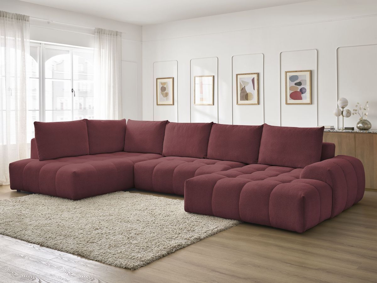 Bobochic Everest Wohnlandschaft, 6 Kissen Melange-Stoff Rot Ecke rechts