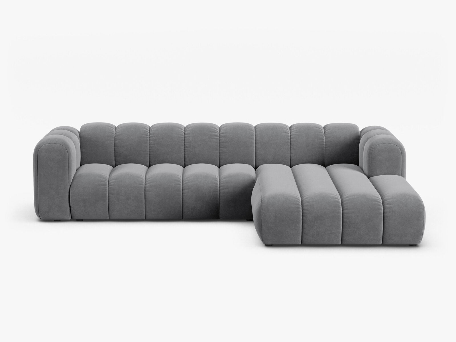 Micadoni Modulares Ecksofa Lupine 4-Sitzer Rechts Samt Salvador Grau