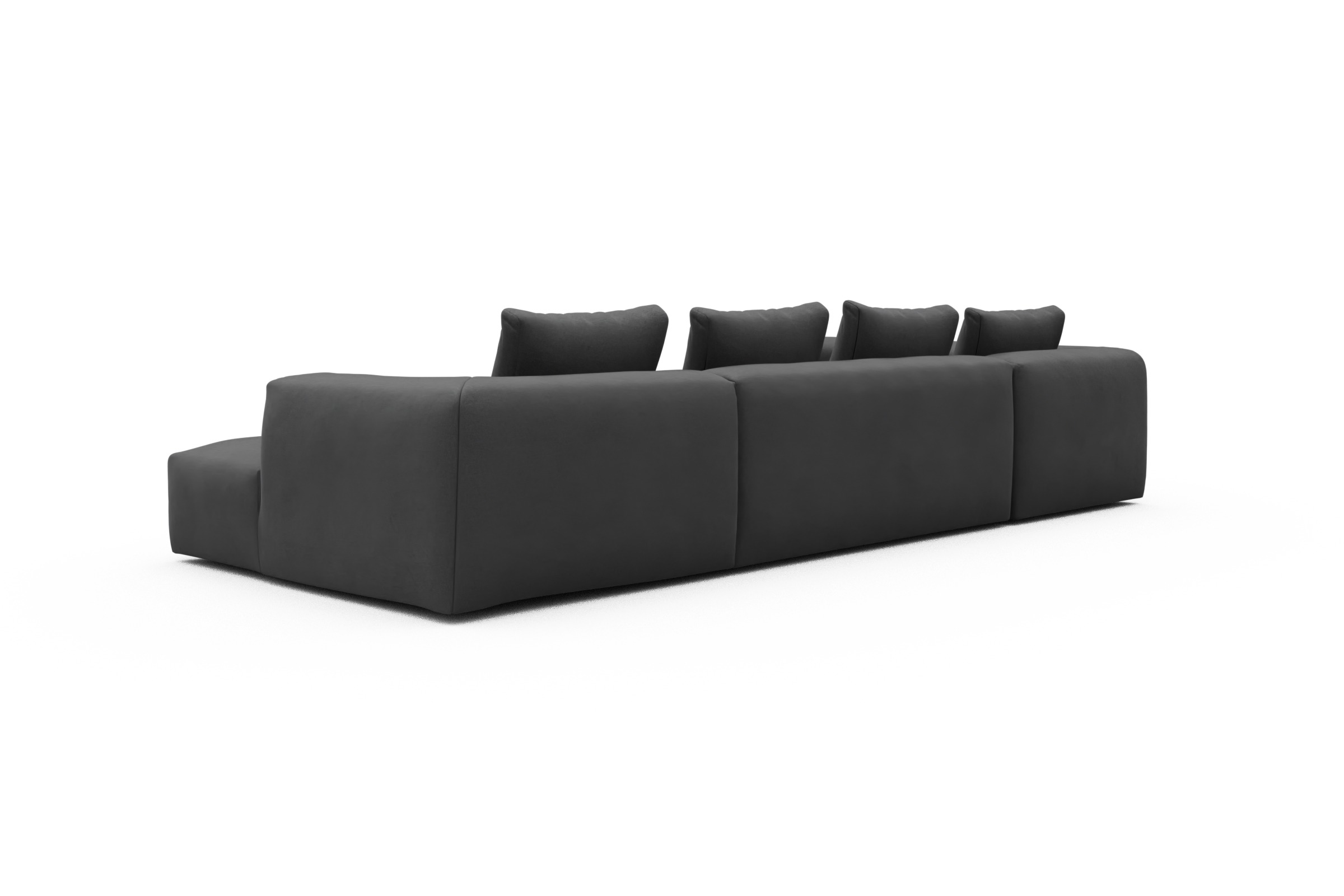 Wohnlandschaft Fred Chaiselongue rechts mit 2-Sitzer und lange Armlehne links Satya-Zinc