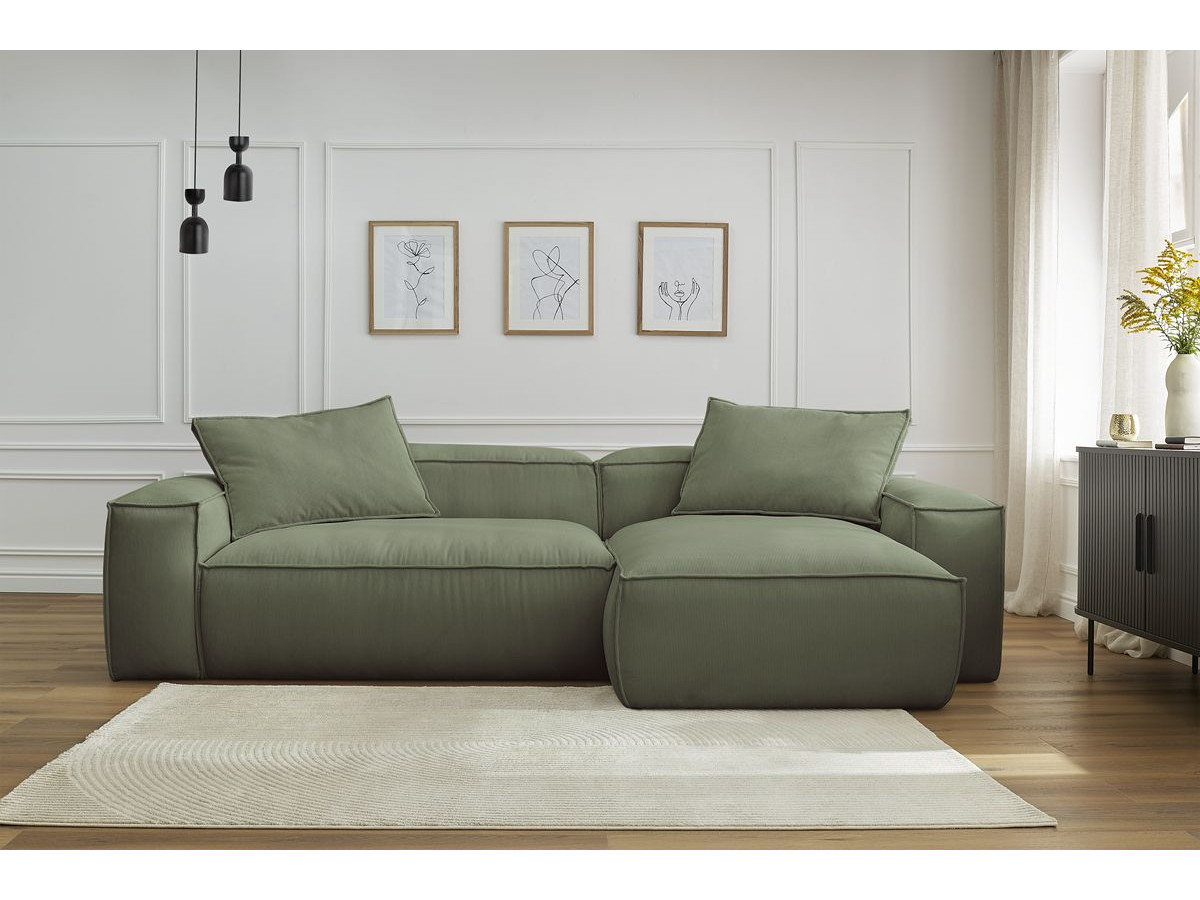 Bobochic Boheme Ecksofa, 3 Kissen Cordsamt Grün