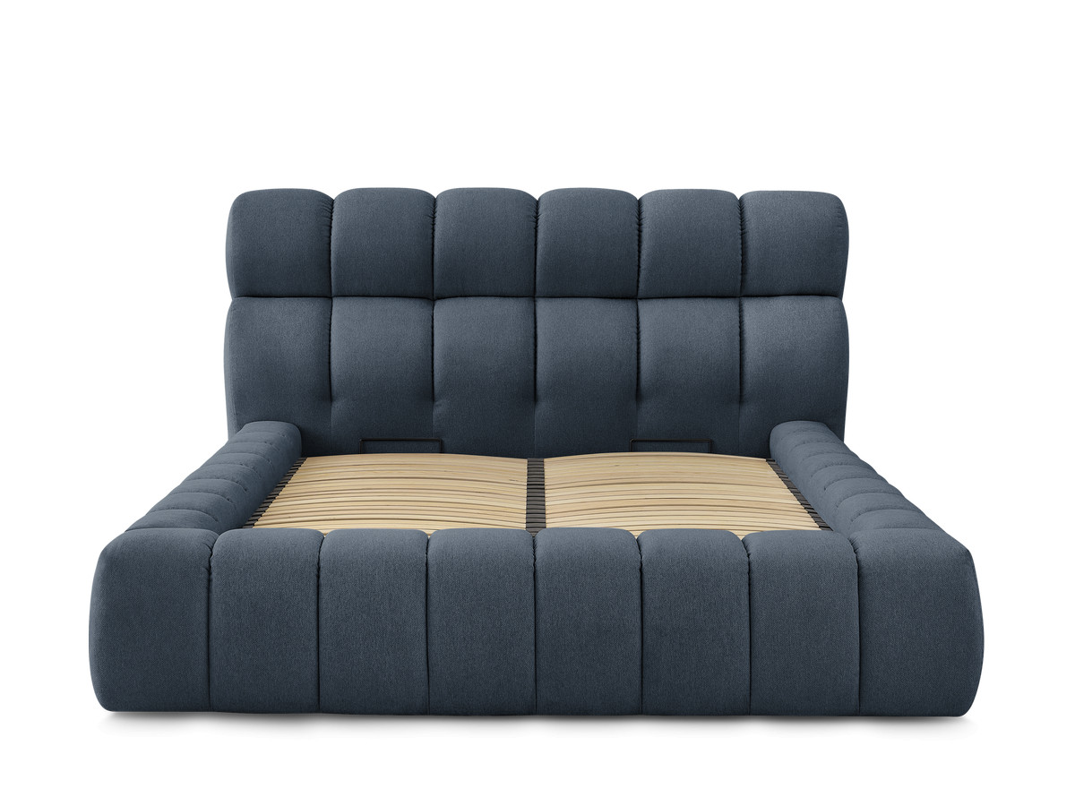 Bobochic Mont-blanc Polsterbett mit Bettkasten Stoff Dunkelblau, Liegefläche 180 × 200 cm