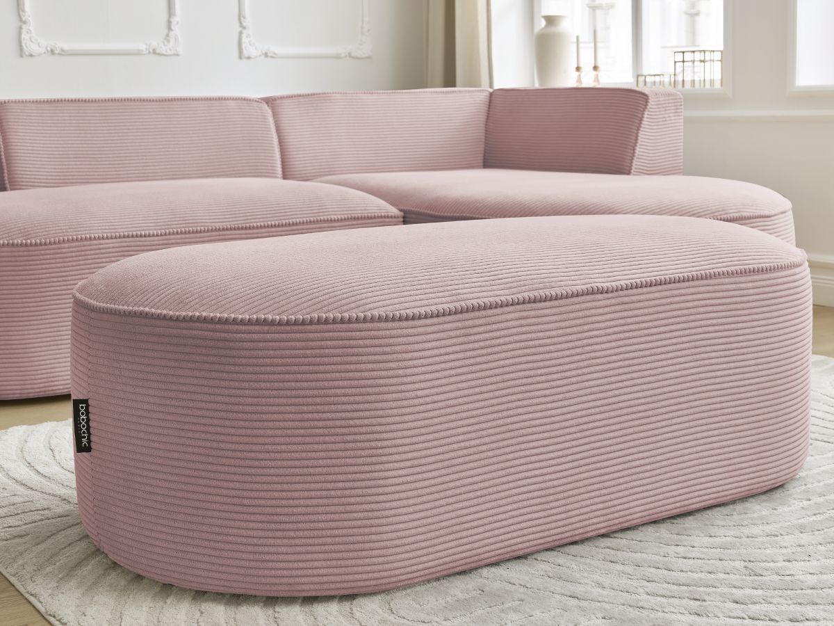 Bobochic Rousseau Ecksofa mit Pouf Cordsamt Violett Ecke rechts