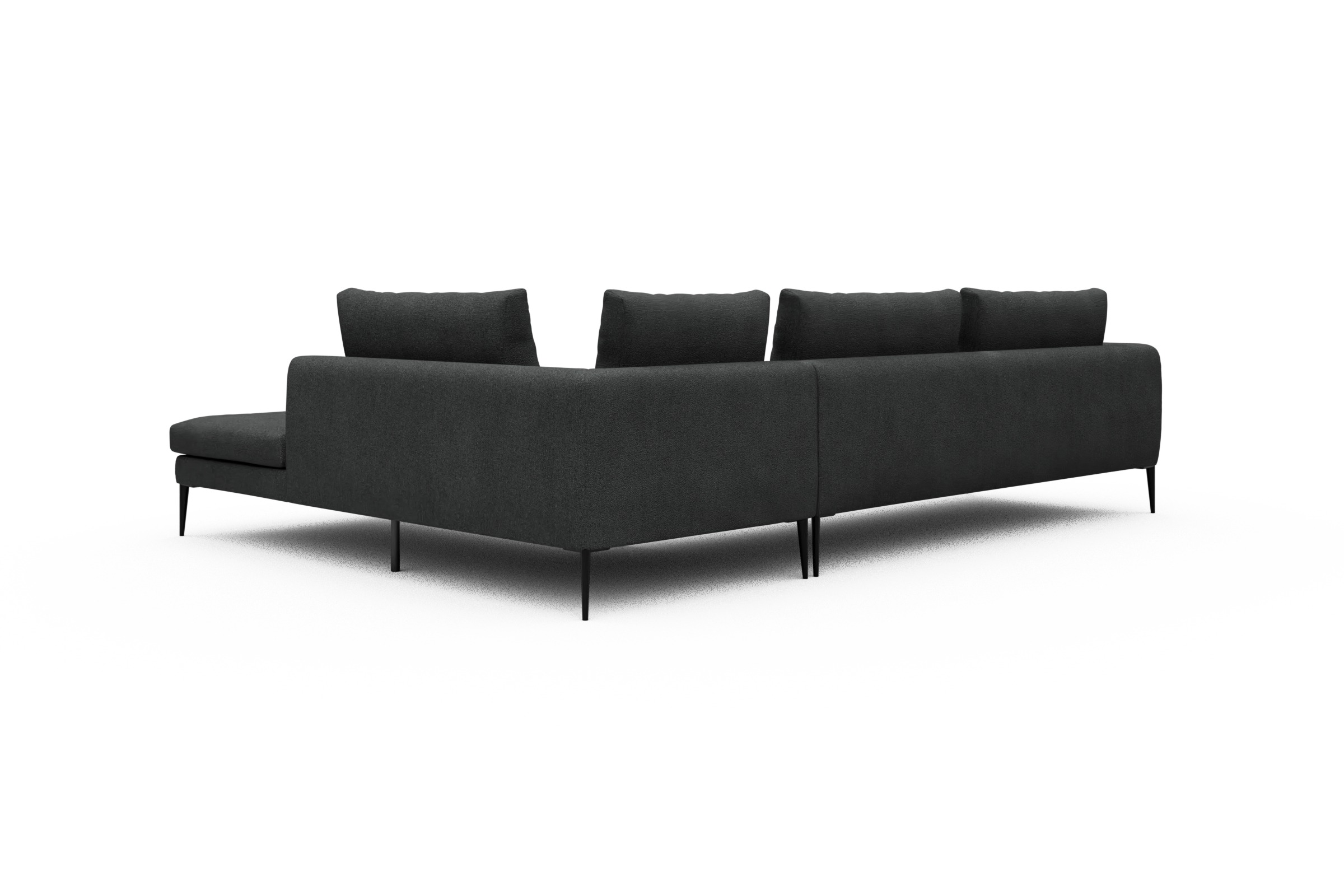 Ecksofa Paul Relax-Ecke links mit 3-Sitzer Boucle-Charcoal