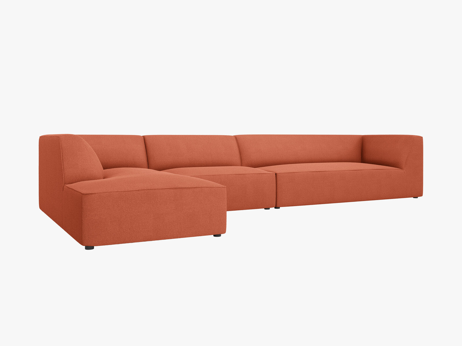 Micadoni Ecksofa Ruby 5-Sitzer Links Strukturierter Stoff Koralle