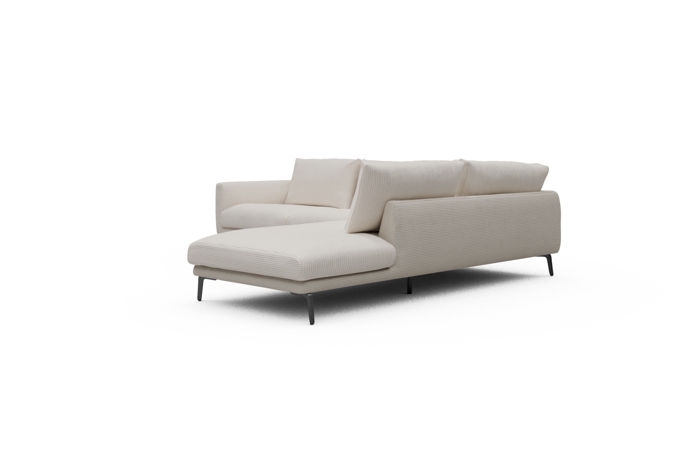 Ecksofa Karl Relax-Ecke rechts mit 2,5-Sitzer Corduroy-Ivory