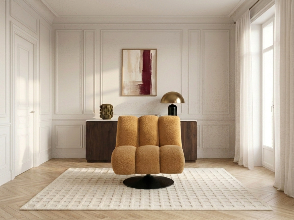 Bobochic Janissaire Sessel 79 × 89 cm Bouclé-Stoff Gelb