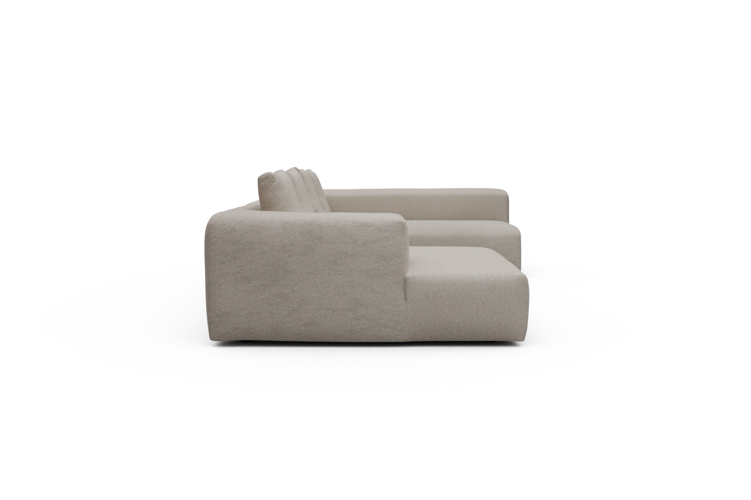Wohnlandschaft Fred Chaiselongue links mit 2-Sitzer und lange Armlehne rechts Aivi-Lace-Beige