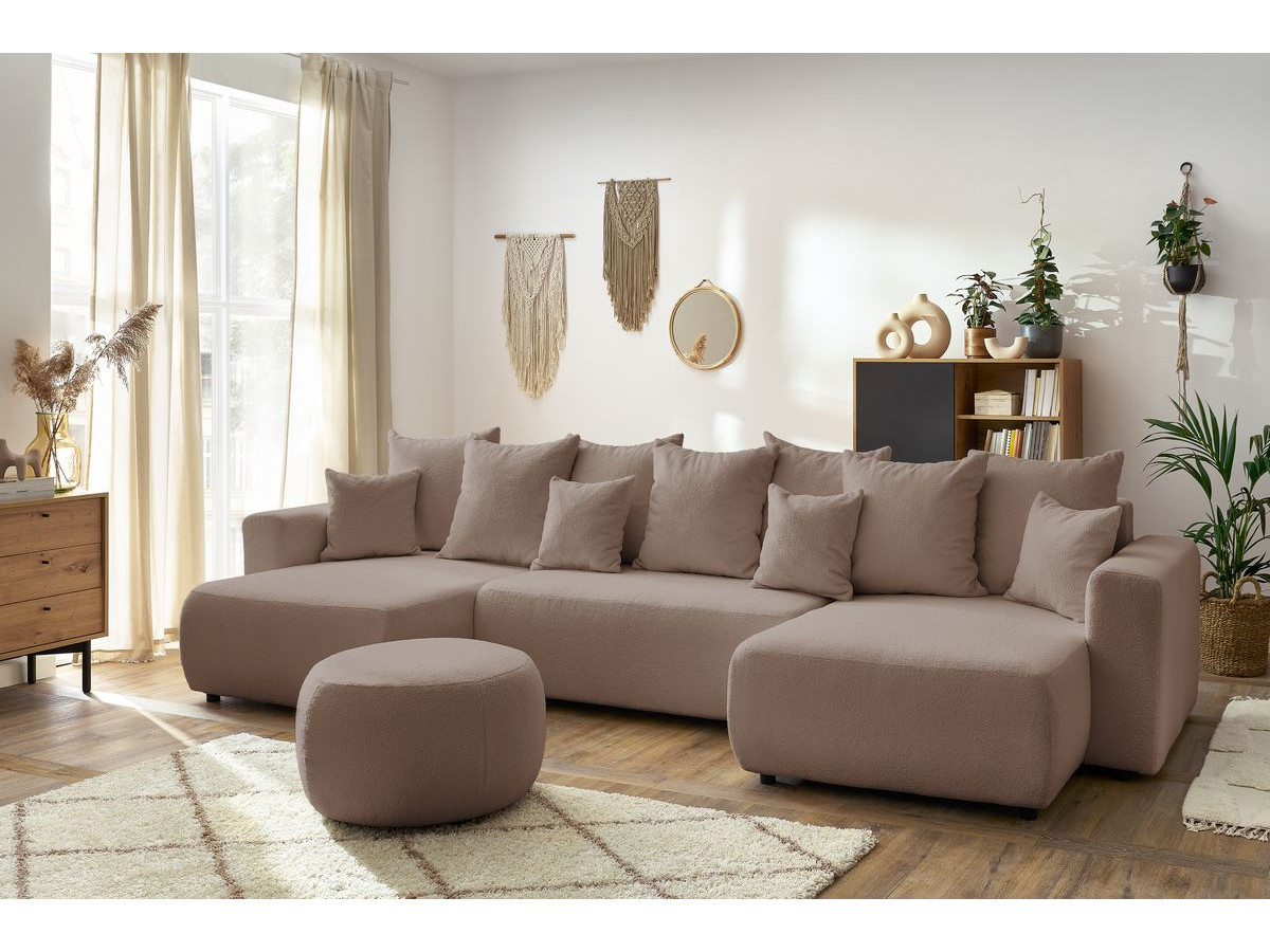 Bobochic Envy Wohnlandschaft mit rundem Pouf Bouclé-Stoff Braun