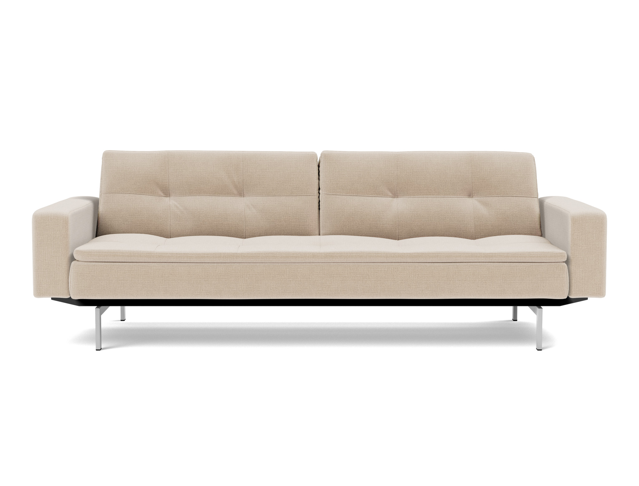 Schlafsofa Dublexo mit Armlehnen Chenille Esina 410-Almond-Beige Beine Chrom