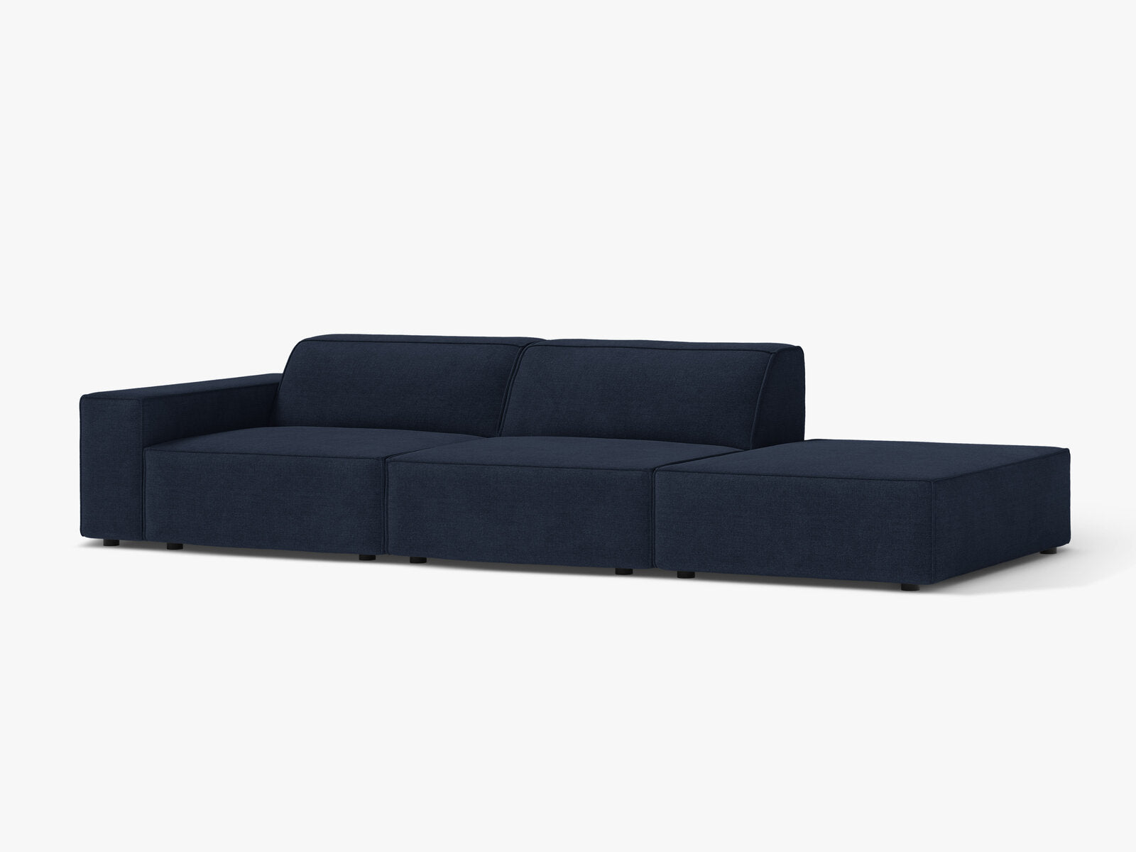 Micadoni Sofa Jodie 3-Sitzer Rechts Strukturierter Stoff Liberty Marineblau