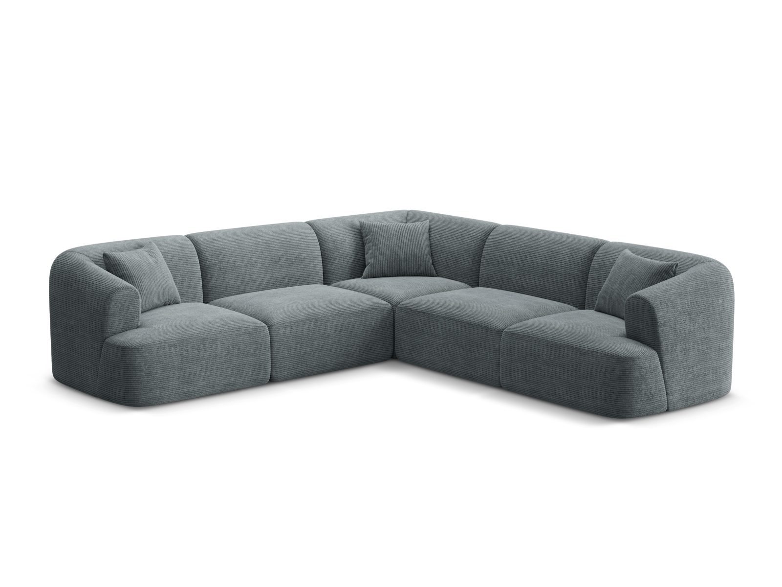 Cosmopolitan Design Symmetrisches Ecksofa Campi 6-Sitzer Kord Lincoln D Dunkelgrau Melange