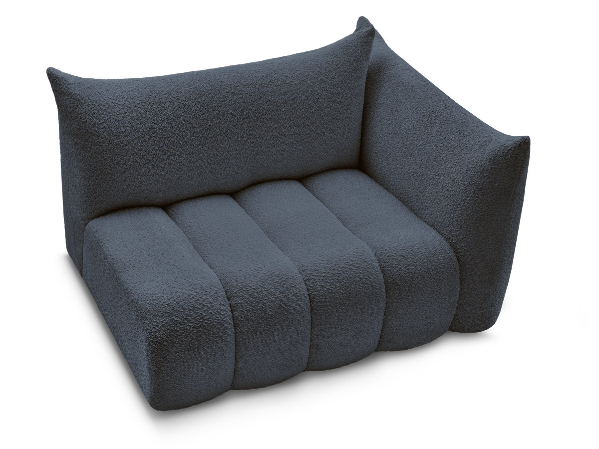 Bobochic Azra Sofamodul 2-Sitzer 143 × 112 cm Bouclé-Stoff Dunkelblau Ecke rechts