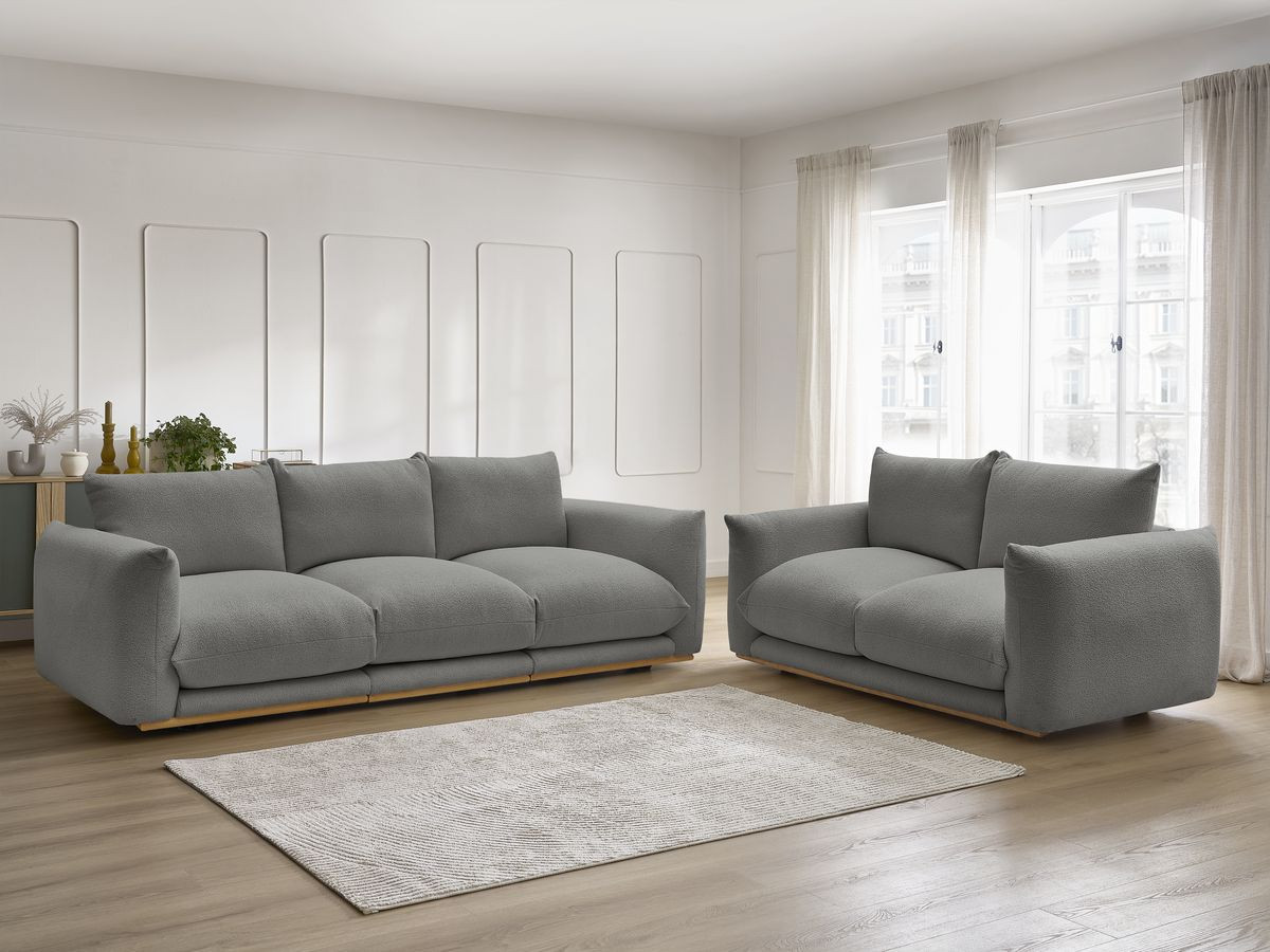 Bobochic Ernest Sofa 5-Sitzer Bouclé-Stoff Dunkelgrau