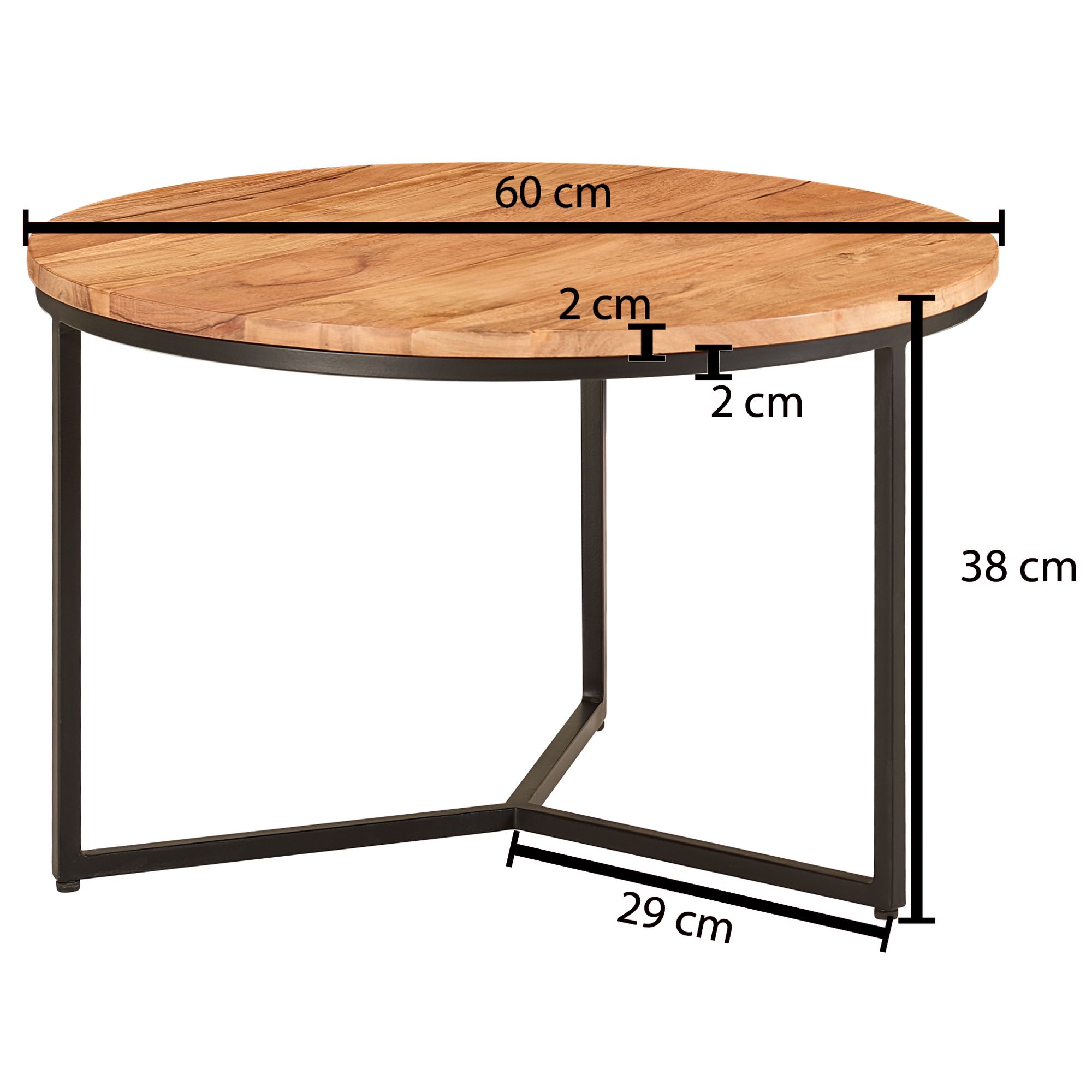 Couchtisch Bordeyri Akazie Massivholz Ø 60 cm