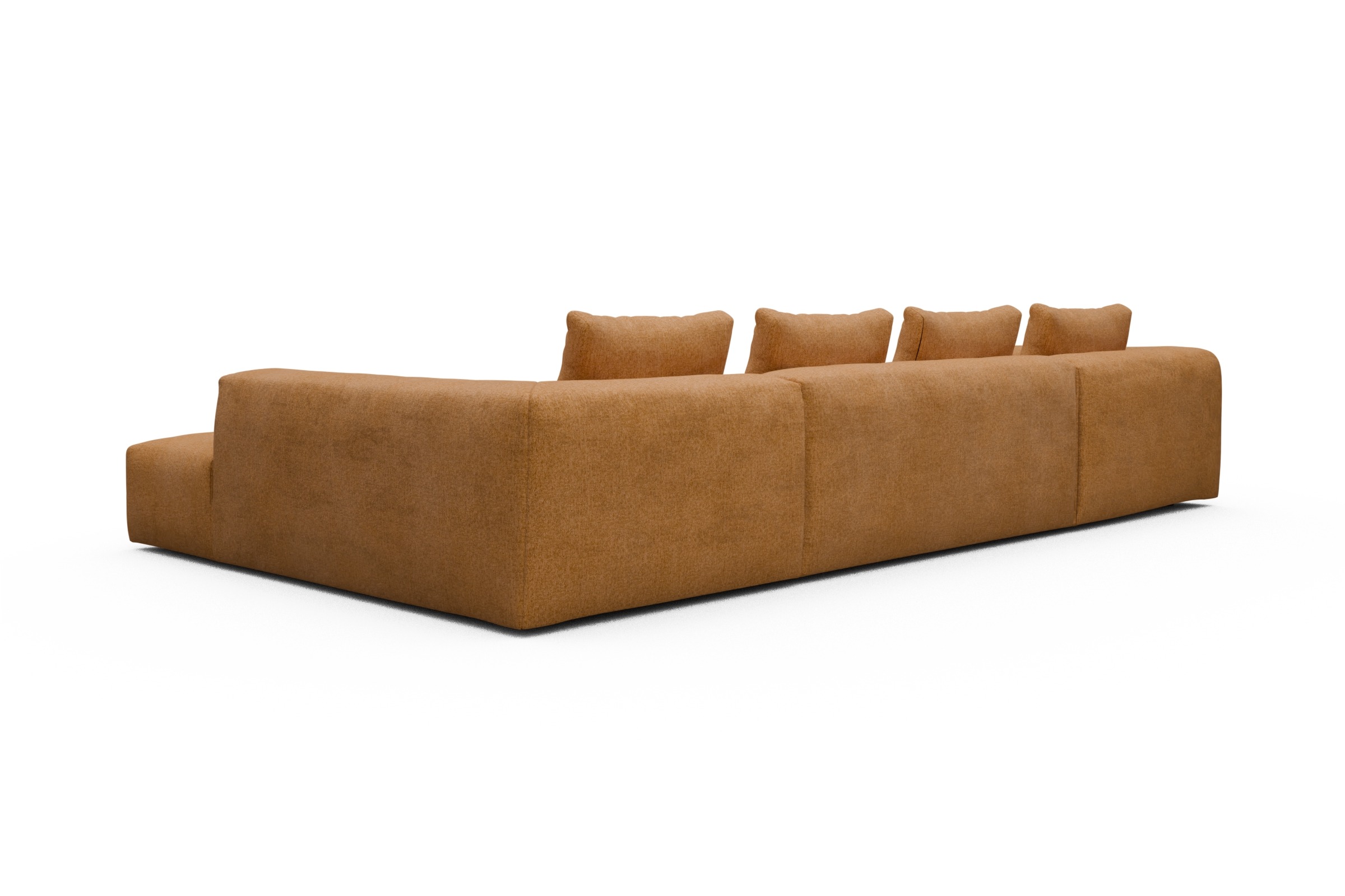 Wohnlandschaft Fred Relax-Ecke rechts mit 2-Sitzer und Chaiselongue links Strukturierter Stoff Casone 497-Warm-Yellow