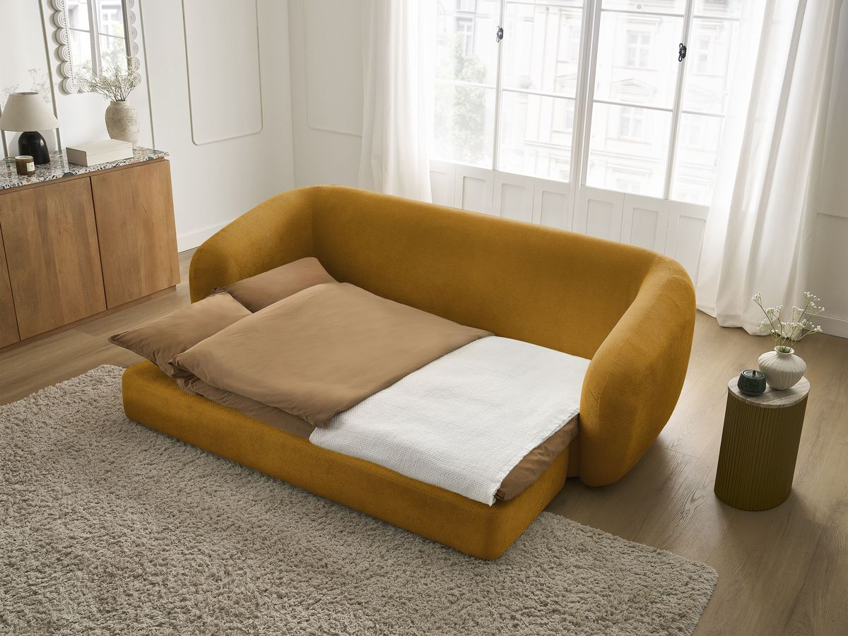 Bobochic Neyo Schlafsofa 3-Sitzer Stoff Gelb
