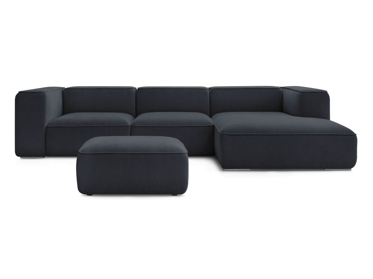 Bobochic Zephyr Ecksofa mit Pouf 349 × 165 cm Strukturstoff Dunkelblau Ecke rechts