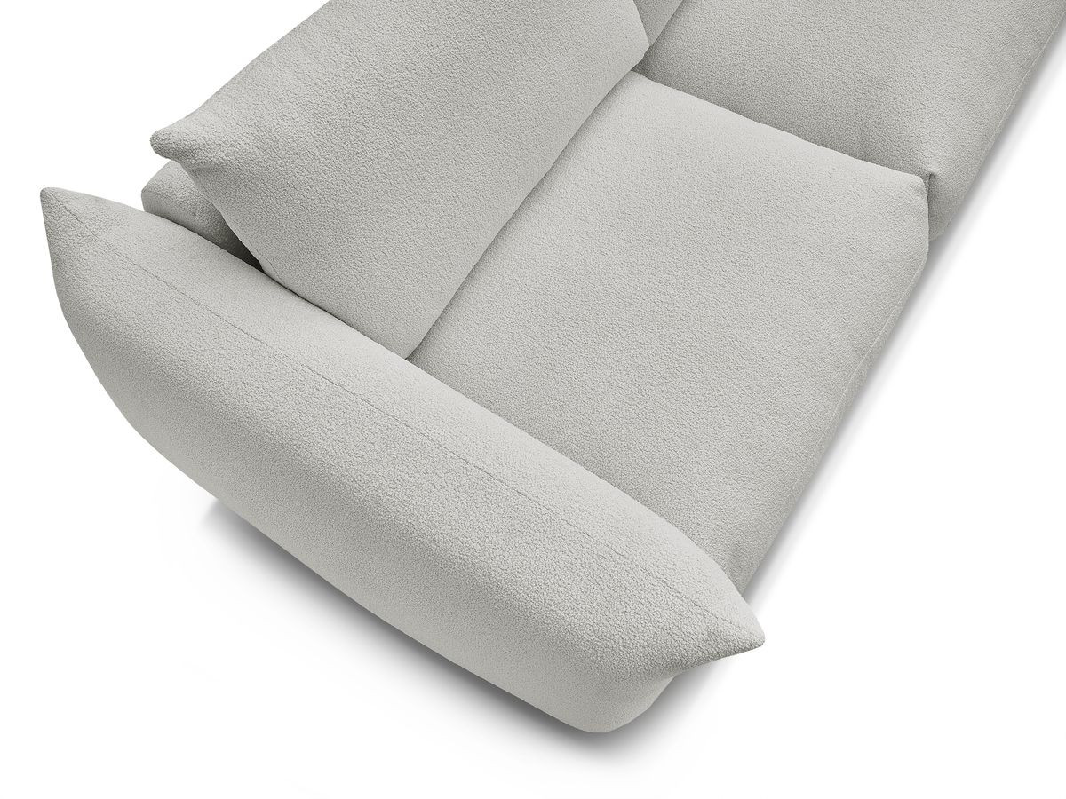 Bobochic Ernest Schlafsofa 3-Sitzer, Liegefläche 190 × 140 / 160 cm Bouclé-Stoff Hellgrau, Liegefläche 140 × 190 cm