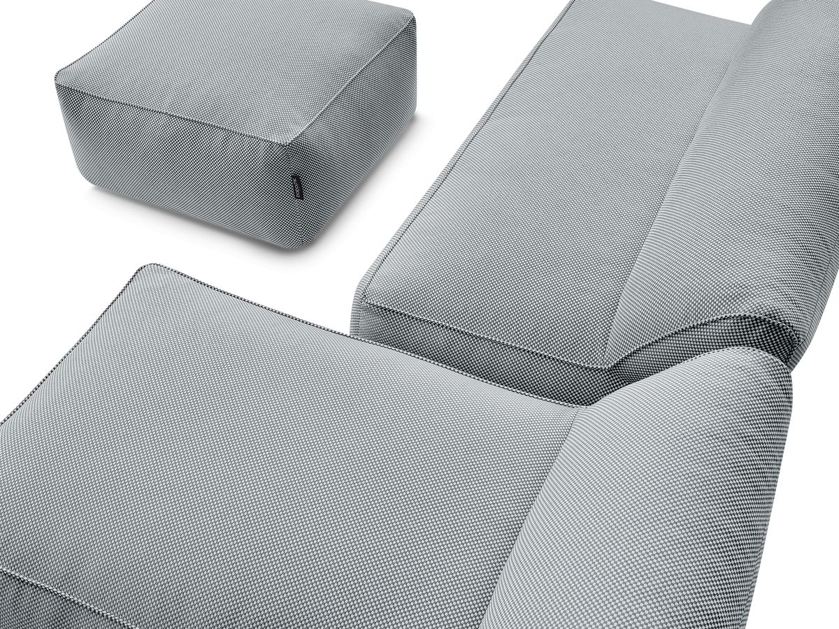 Bobochic Riviera Gartensofa 5-Sitzer mit Pouf Melange-Stoff Schwarz