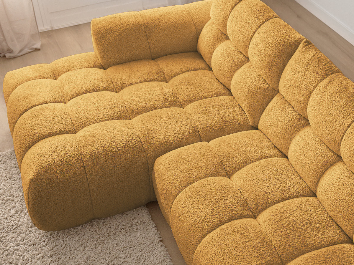 Bobochic Jaya Ecksofa mit Pouf Chenille Gelb Ecke links