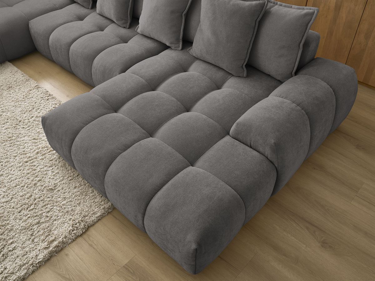 Bobochic Everest Wohnlandschaft, 14 Kissen Strukturstoff Dunkelgrau Ecke rechts