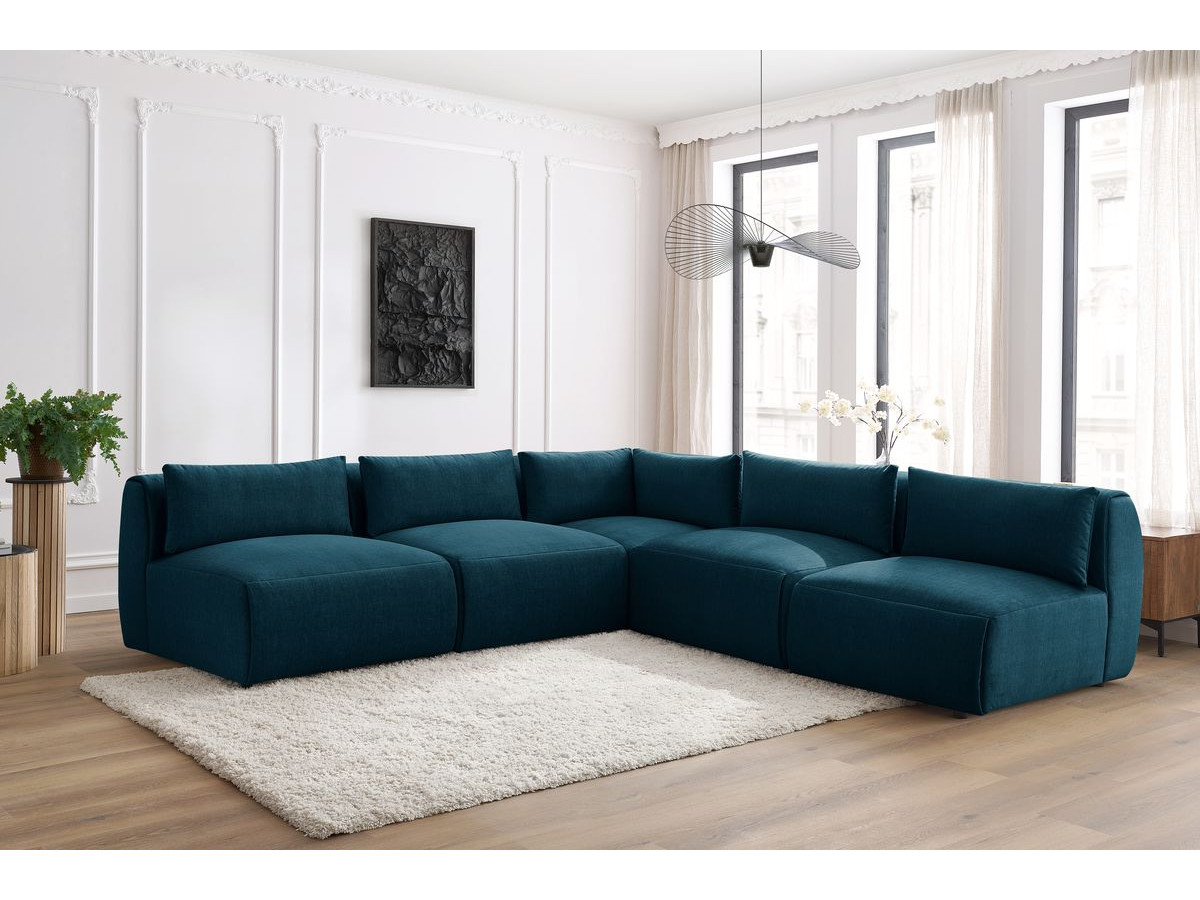 Bobochic Jeanne Ecksofa 299 × 299 cm Samt Dunkelblau