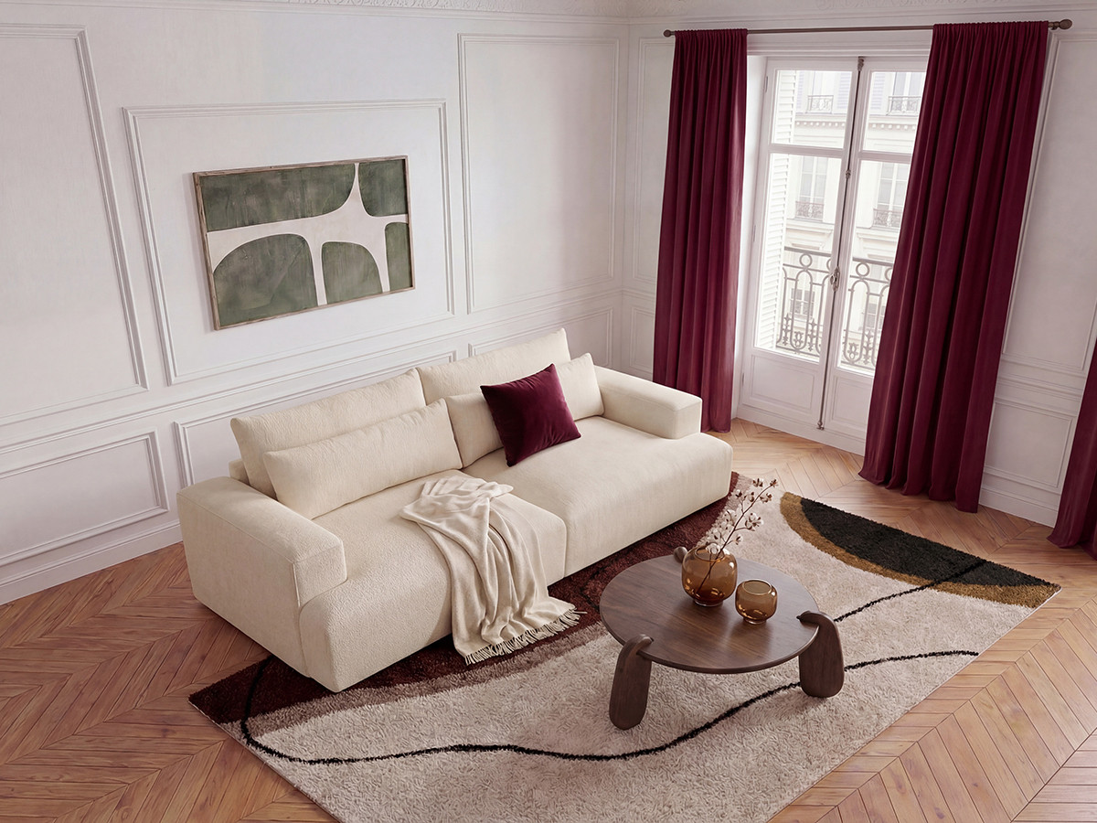 Bobochic Twiny Sofa 3-Sitzer Stoff Beige