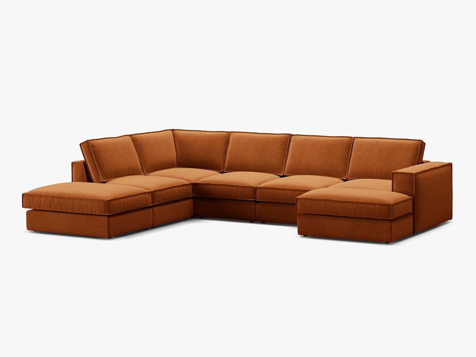 Micadoni modulares Panorama Ecksofa Pola 5-Sitzer Links Samt Salvador Terrakotta