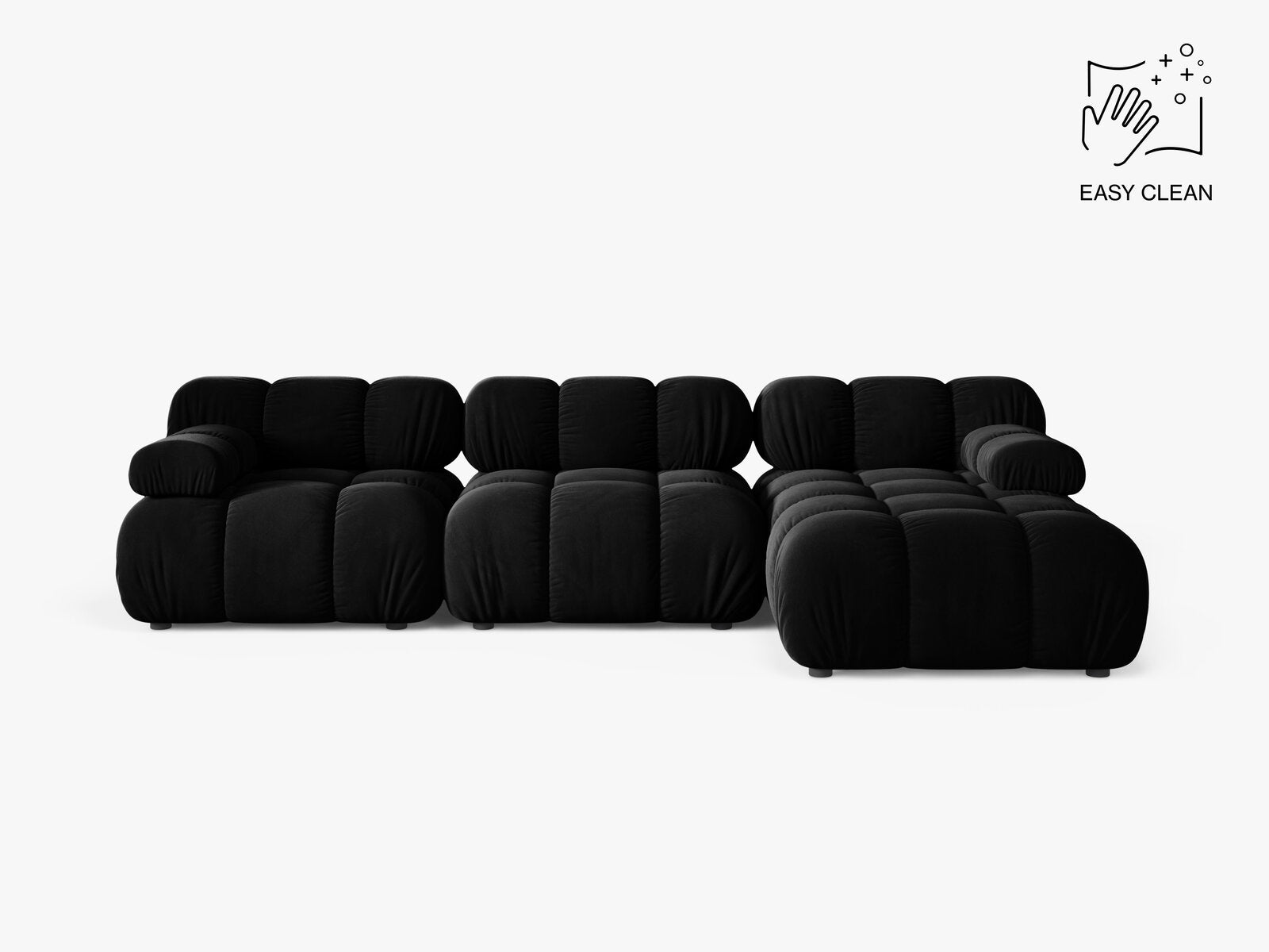 Micadoni Modulares Ecksofa Bellis 4-Sitzer Rechts Samt Venus Schwarz