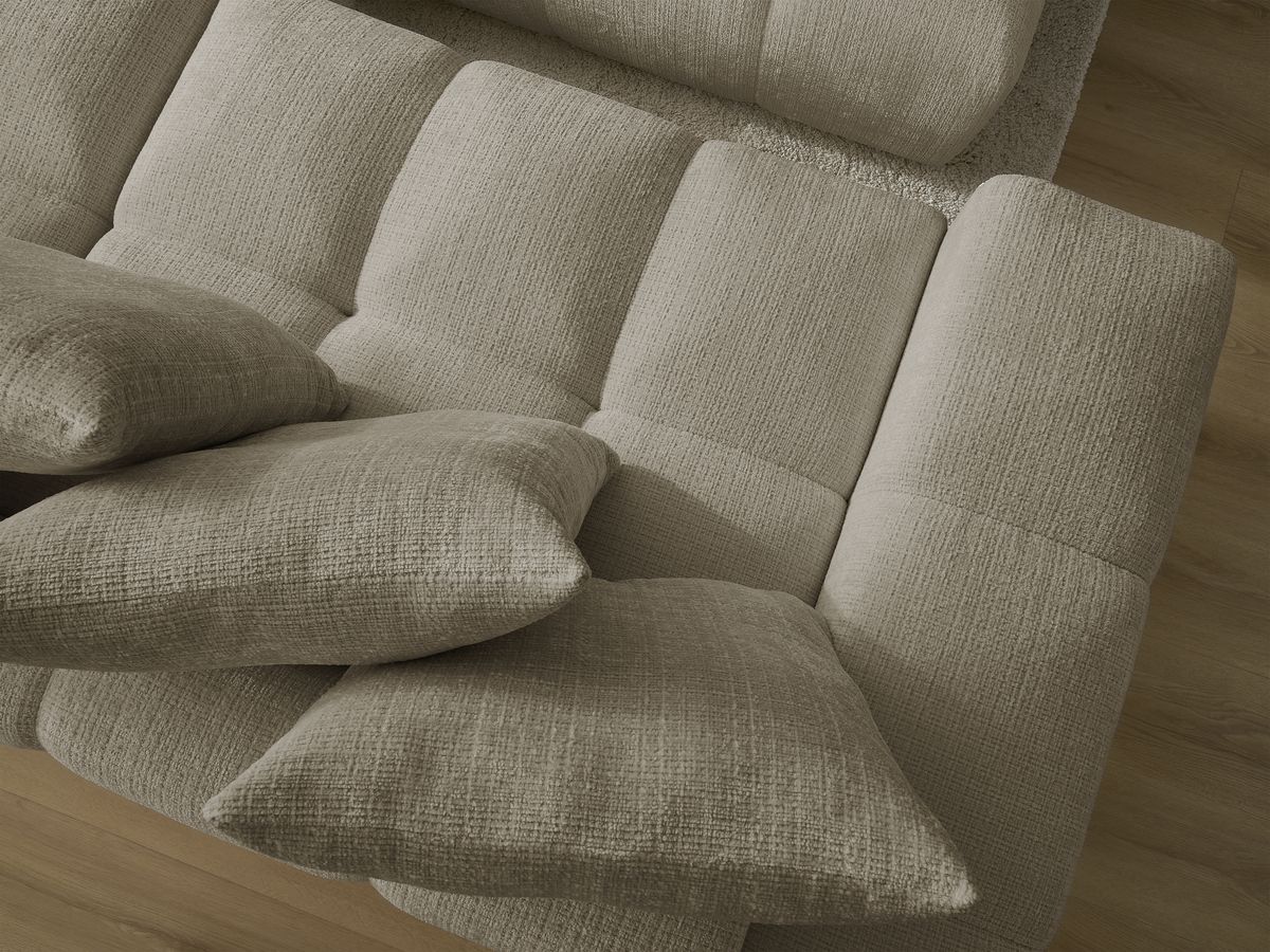 Bobochic Anakin Schlafsofa 3-Sitzer mit Bettkasten und Pouf, 6 Kissen Strukturstoff Taupe