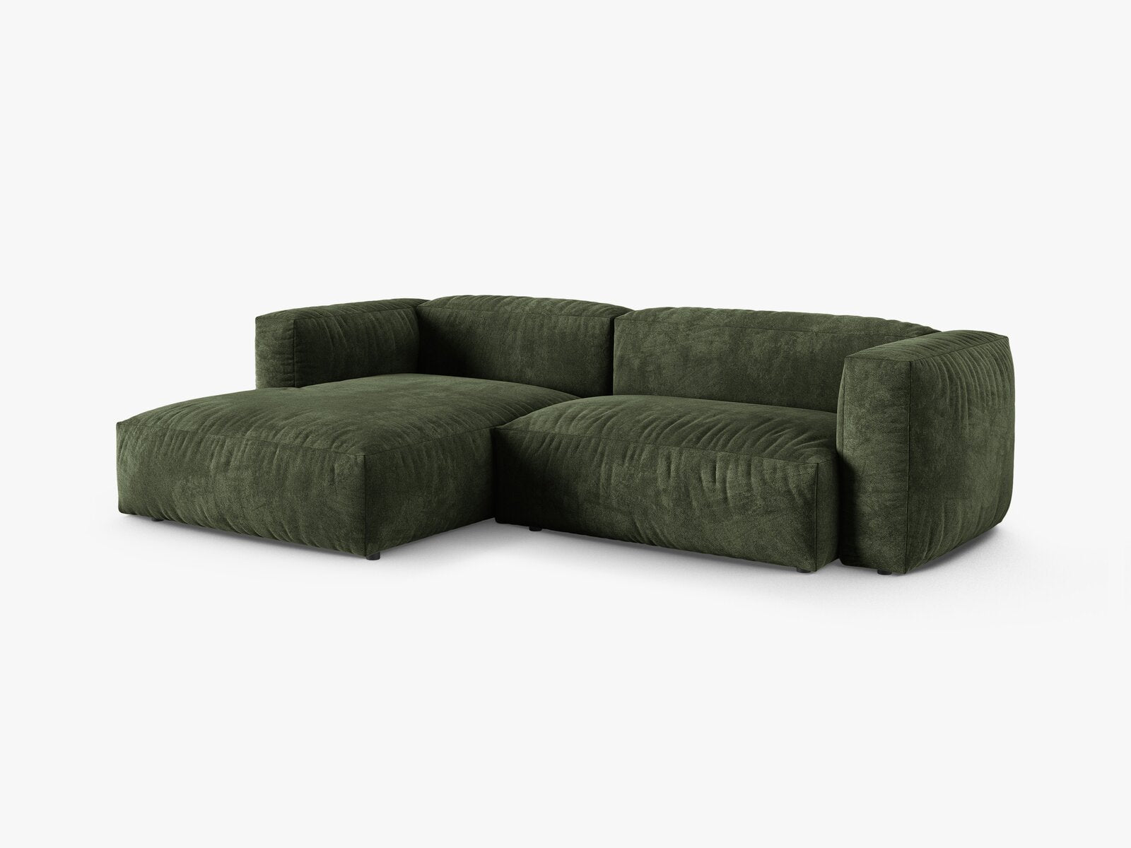 Micadoni Ecksofa Martina 2-Sitzer 90cm Sitztiefe Links Samt Vogue Grün